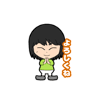 ショートヘア女の子家族で使う（個別スタンプ：3）