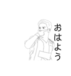 サッカー 黒白絵（個別スタンプ：1）