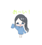 青パーカーの女の子（個別スタンプ：13）