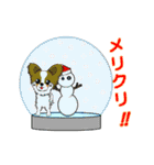 動く！パピヨンの[Xmas ＆ 年末年始]（個別スタンプ：5）