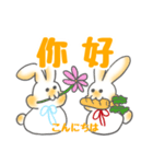 うさぎスタンプ(中国語＆日本語)（個別スタンプ：1）