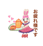 色鉛筆で描くアクティブなうさぎちゃん（個別スタンプ：4）