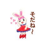 色鉛筆で描くアクティブなうさぎちゃん（個別スタンプ：11）