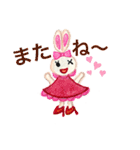 色鉛筆で描くアクティブなうさぎちゃん（個別スタンプ：18）