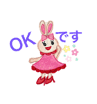 色鉛筆で描くアクティブなうさぎちゃん（個別スタンプ：20）