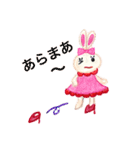 色鉛筆で描くアクティブなうさぎちゃん（個別スタンプ：21）