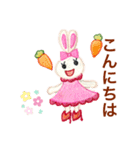 色鉛筆で描くアクティブなうさぎちゃん（個別スタンプ：27）