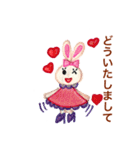 色鉛筆で描くアクティブなうさぎちゃん（個別スタンプ：31）