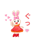 色鉛筆で描くアクティブなうさぎちゃん（個別スタンプ：32）