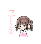 クレヨンで描いた女の子。（個別スタンプ：1）