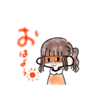 クレヨンで描いた女の子。（個別スタンプ：5）