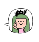 緑ヘア女子と黒猫✳︎LINEスタンプの日（個別スタンプ：31）