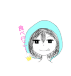 帽子？雨がっぱ？を着た女の子（個別スタンプ：4）