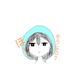 帽子？雨がっぱ？を着た女の子（個別スタンプ：5）
