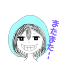 帽子？雨がっぱ？を着た女の子（個別スタンプ：7）