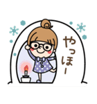 【冬】おだんごガール ×メガネ（個別スタンプ：4）