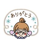 【冬】おだんごガール ×メガネ（個別スタンプ：9）