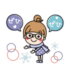 【冬】おだんごガール ×メガネ（個別スタンプ：16）