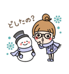 【冬】おだんごガール ×メガネ（個別スタンプ：18）