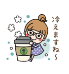 【冬】おだんごガール ×メガネ（個別スタンプ：30）