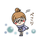 【冬】おだんごガール ×メガネ（個別スタンプ：34）