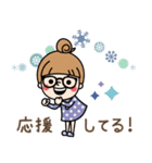 【冬】おだんごガール ×メガネ（個別スタンプ：36）