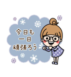 【冬】おだんごガール ×メガネ（個別スタンプ：37）