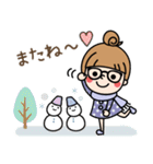 【冬】おだんごガール ×メガネ（個別スタンプ：40）