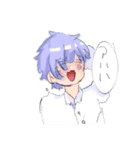 青いキャラとスライム（個別スタンプ：4）