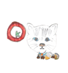 手描きイラスト 日常デカ文字 ネコ お花 猿（個別スタンプ：1）