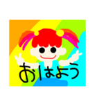 カラフル女の子挨拶（個別スタンプ：3）