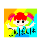 カラフル女の子挨拶（個別スタンプ：6）