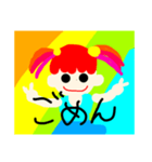 カラフル女の子挨拶（個別スタンプ：7）