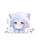 イラスト感溢れる猫耳な女の子のスタンプ（個別スタンプ：2）