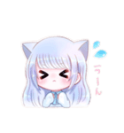 イラスト感溢れる猫耳な女の子のスタンプ（個別スタンプ：5）