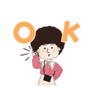 妖怪アフロ婆(おでかけ編)（個別スタンプ：1）