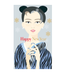 Happy NewYear「美人画」（個別スタンプ：9）