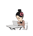可愛い 女の子のスタンプ 日本語+英語（個別スタンプ：3）