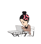 可愛い 女の子のスタンプ 日本語+英語（個別スタンプ：4）