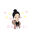 可愛い 女の子のスタンプ 日本語+英語（個別スタンプ：14）