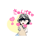 ショートヘア「女」（個別スタンプ：19）