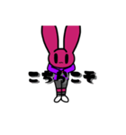 濃いピンクのうさぎ（個別スタンプ：3）