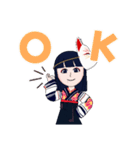 狐のめんの女の子（個別スタンプ：1）
