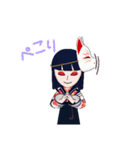 狐のめんの女の子（個別スタンプ：11）