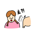 三つ編みガールとぶた（個別スタンプ：7）