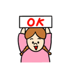 三つ編みガールとぶた（個別スタンプ：10）