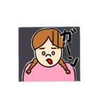三つ編みガールとぶた（個別スタンプ：19）