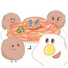 [LINEスタンプ] 目玉焼きとナポリタンたちの日常