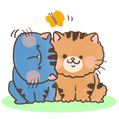 [LINEスタンプ] 青い猫とキジトラ