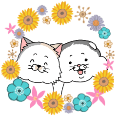 [LINEスタンプ] おにぎり＆たら【2匹の猫の夏スタンプ】